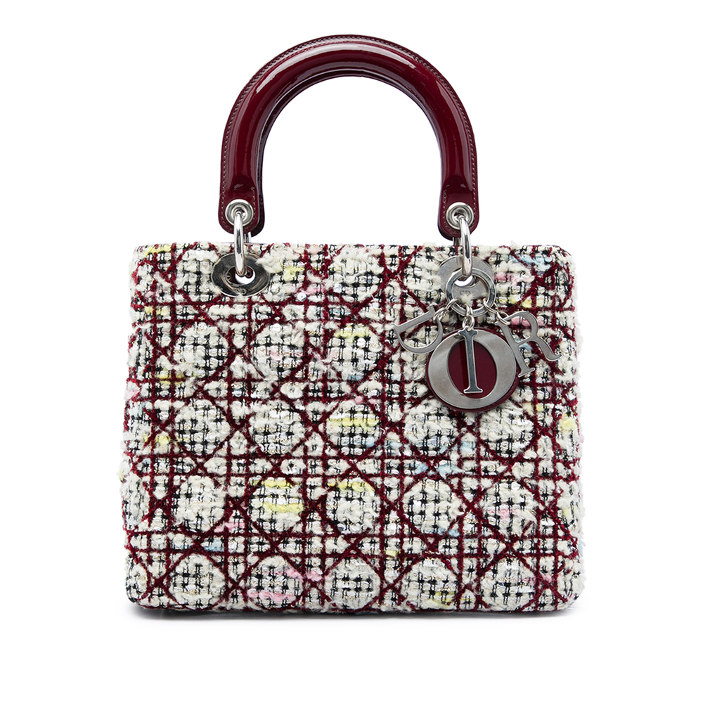 Pre-Loved Dior Medium Tweed Cannage Lady Dior